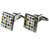 QG Cufflinks by Andy Multi-Color Checker Square