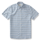 Duck Head Woodruff Stripe Linen Cotton Oxford Shirt Lure Blue