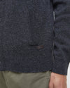 Barbour Essential Elbow-Patch Cardigan Charcoal and Seaweed