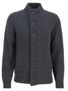 Barbour Essential Elbow-Patch Cardigan Charcoal and Seaweed