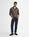 Barbour Essential Elbow Patch Jumper Dark Stone and Navy