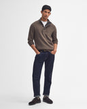 Barbour Essential Elbow Patch Jumper Dark Stone and Navy