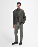 Barbour Essential Elbow-Patch Cardigan Charcoal and Seaweed