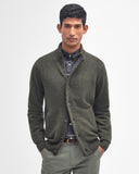 Barbour Essential Elbow-Patch Cardigan Charcoal and Seaweed