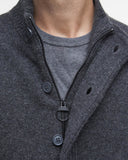 Barbour Essential Elbow-Patch Cardigan Charcoal and Seaweed