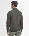 Barbour Essential Elbow-Patch Cardigan Charcoal and Seaweed