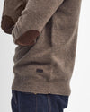 Barbour Essential Elbow Patch Jumper Dark Stone and Navy