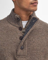 Barbour Essential Elbow Patch Jumper Dark Stone and Navy