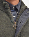 Barbour Essential Elbow-Patch Cardigan Charcoal and Seaweed