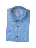 7 Downie St Short Sleeve Sports Shirt Blue #9001