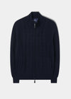 Alan Paine Aberfoyle Lambswool Cable Zip Mock Neck