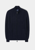 Alan Paine Aberfoyle Lambswool Cable Zip Mock Neck