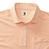 Duck Head's Summerford Stripe Performance Polo in Oriole Orange