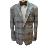 The QG Sky Blue/Lt Brown Wool/Silk/Linen Spring Sportcoat