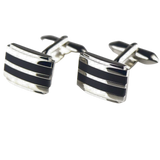 QG Cufflinks by Andy Silver w/Navy Stripe Inlay