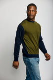 Easy Mondays Colour Block Sweater Army/Navy