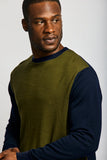 Easy Mondays Colour Block Sweater Army/Navy
