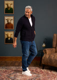 Alan Paine Aberfoyle Lambswool Cable Zip Mock Neck
