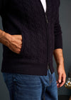 Alan Paine Aberfoyle Lambswool Cable Zip Mock Neck