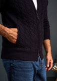 Alan Paine Aberfoyle Lambswool Cable Zip Mock Neck