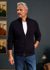 Alan Paine Aberfoyle Lambswool Cable Zip Mock Neck