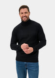 Alan Paine Linton Merino Wool Roll Neck Sweater In Black