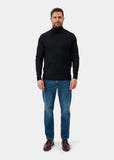 Alan Paine Linton Merino Wool Roll Neck Sweater In Black