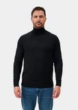 Alan Paine Linton Merino Wool Roll Neck Sweater In Black