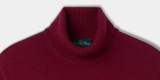 Alan Paine Petersham Geelong Wool Roll Neck Sweater in Claret