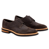 Martin Dingman Tuscan Italian Calf Suede Wingtip in Walnut