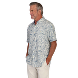 True Grit Fresh Floral Island Getaway Shirt Blue