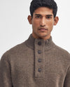 Barbour Essential Elbow Patch Jumper Dark Stone and Navy