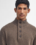 Barbour Essential Elbow Patch Jumper Dark Stone and Navy