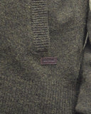Barbour Essential Elbow-Patch Cardigan Charcoal and Seaweed