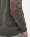 Barbour Essential Elbow-Patch Cardigan Charcoal and Seaweed
