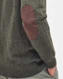 Barbour Essential Elbow-Patch Cardigan Charcoal and Seaweed