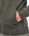 Barbour Essential Elbow-Patch Cardigan Charcoal and Seaweed