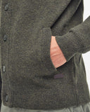 Barbour Essential Elbow-Patch Cardigan Charcoal and Seaweed