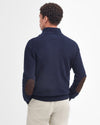 Barbour Essential Elbow Patch Jumper Dark Stone and Navy