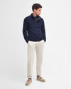 Barbour Essential Elbow Patch Jumper Dark Stone and Navy