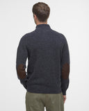 Barbour Essential Elbow-Patch Cardigan Charcoal and Seaweed