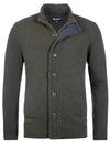 Barbour Essential Elbow-Patch Cardigan Charcoal and Seaweed