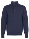 Barbour Essential Elbow Patch Jumper Dark Stone and Navy